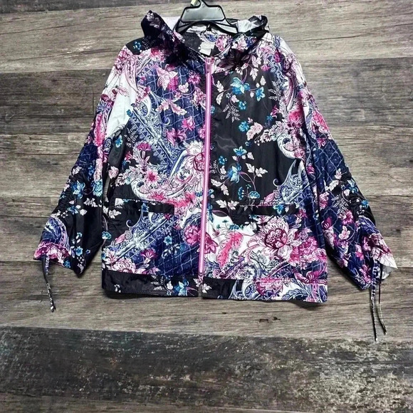 Chico's Floral Hooded Womens Lightweight Jacket - Picture 1 of 7